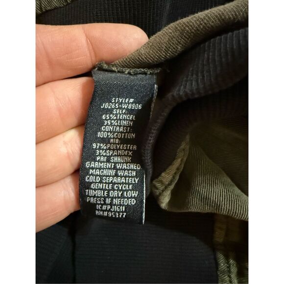 Sanctuary Camouflage Bomber Jacket in Mother Nature Camo Linen blend Anthropolog - Picture 10 of 10